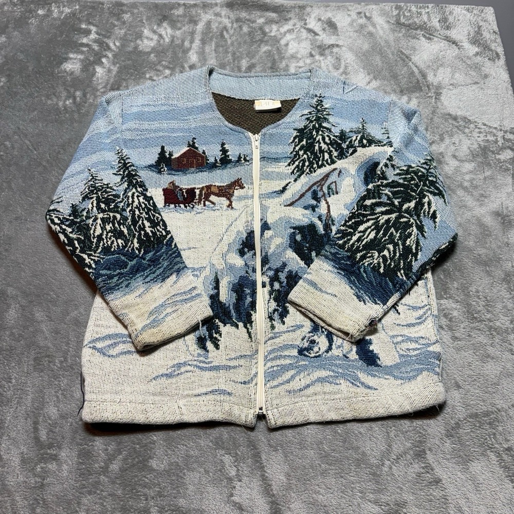 Vintage Art Unlimited Sportswear Tapestry Jacket Women M L Winter
